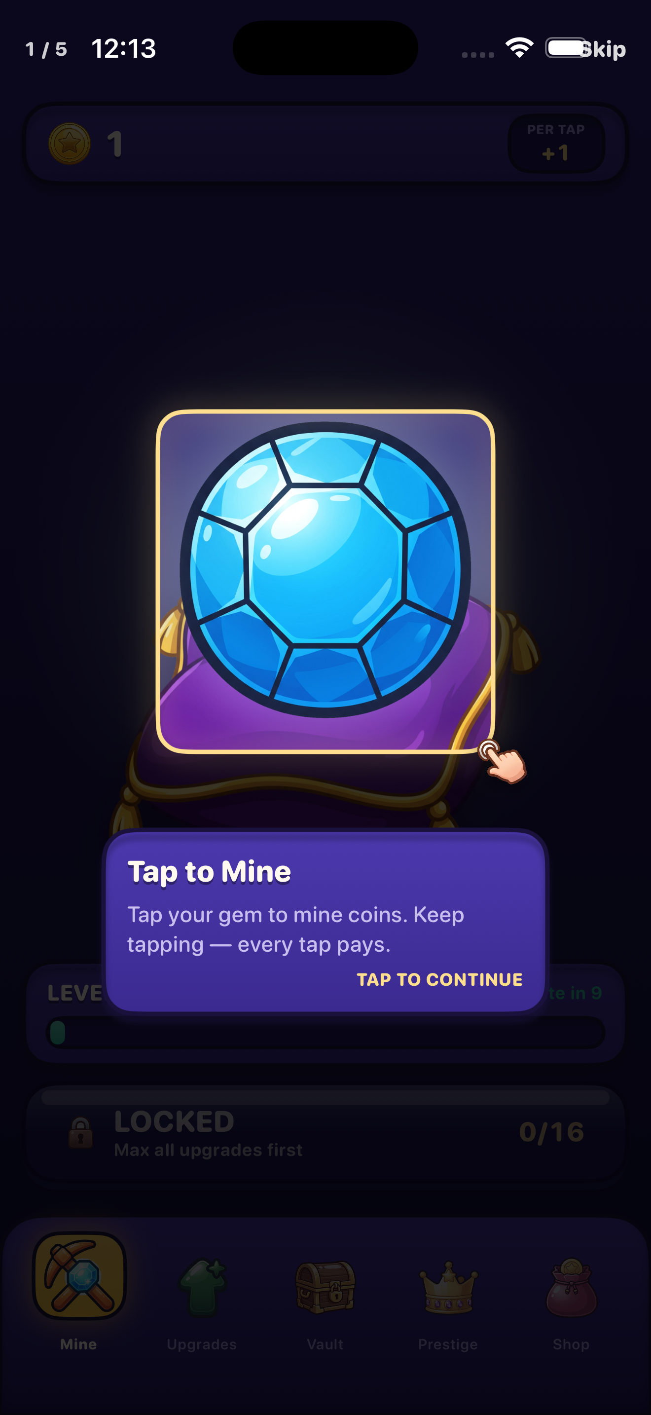 Lucky Gem Collector — Mine screen