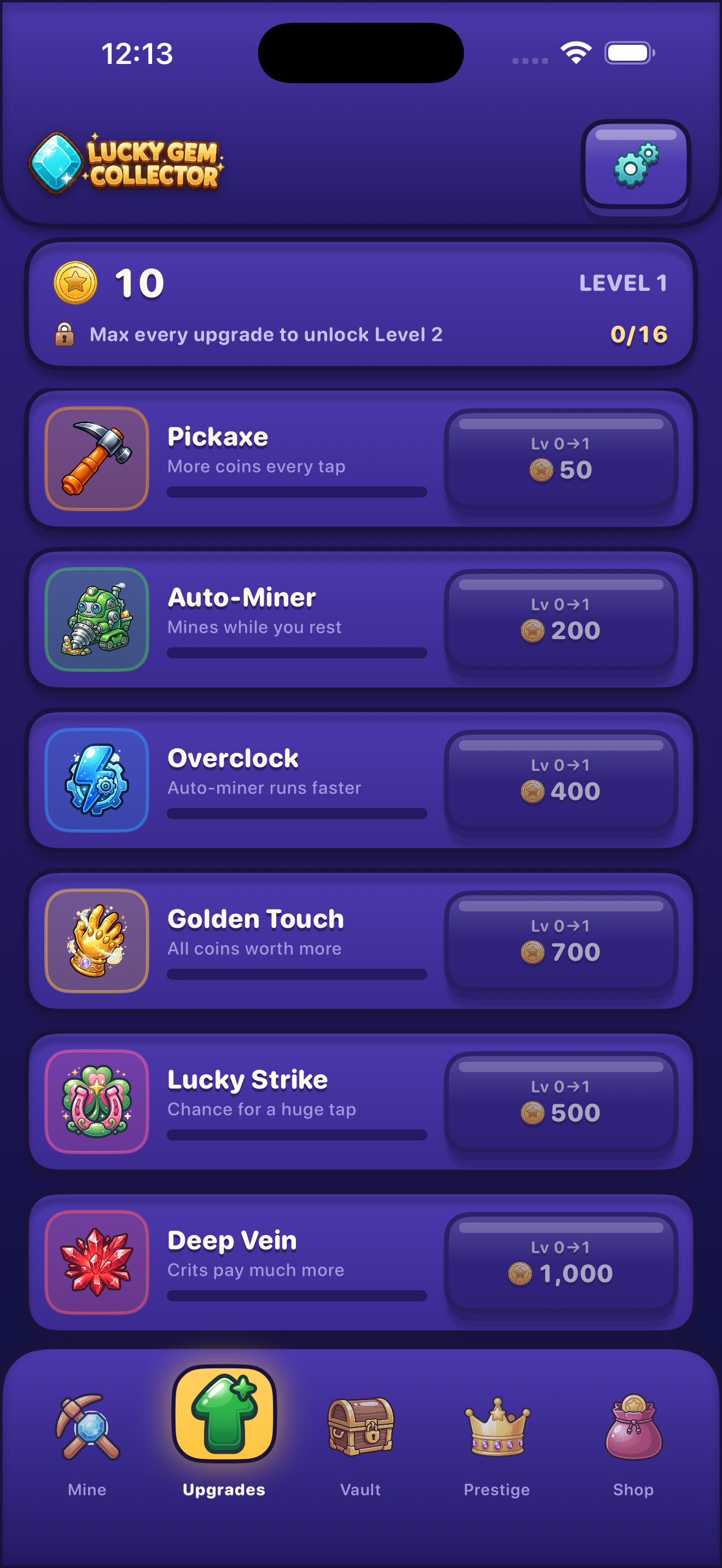 Vault screen